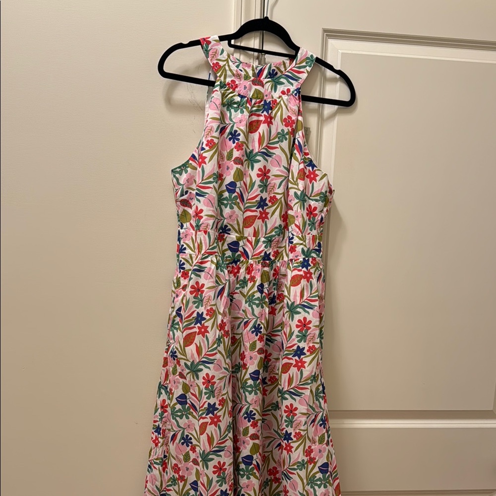 Boden Floral Halter Midi Dress in White Multi - Picture 2 of 7